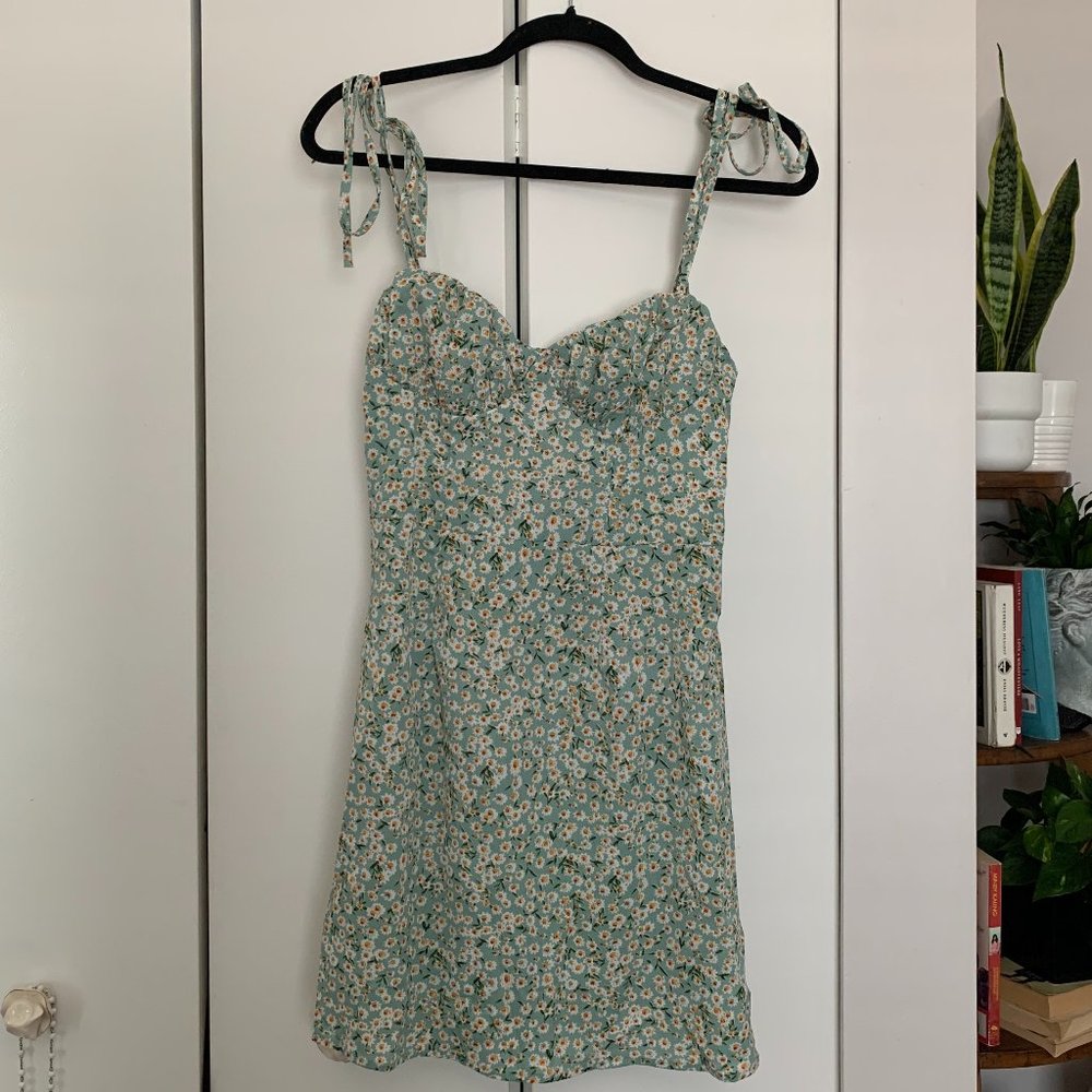 Green Floral Mini Dress
